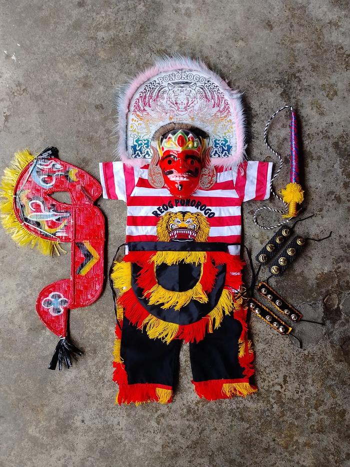 Paket Set Reog Ponorono Anak Set Barongan Setelan Jaran Kuda Lumping Murah Klinting Pecut Lengkap
