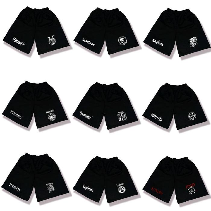Celana Pendek Punk Metal Hardcore Meshort Band dengan Desain Unik dan Gaya Punk