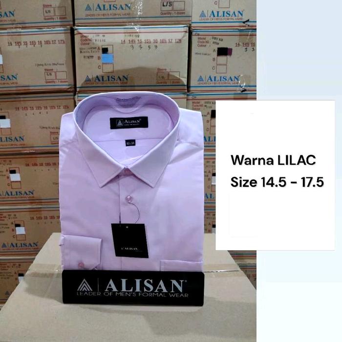 Alisan Kemeja Pria Lengan Panjang Polos Reguler Warna Lilac Katun Berkualitas Adem Nyaman Tahan Lama