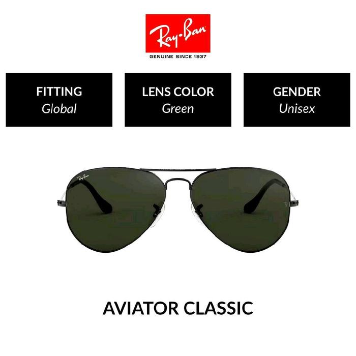 new 100% Original Ray-ban kacamata hitam aviator RB3025 sunglasses black pria wanita ori