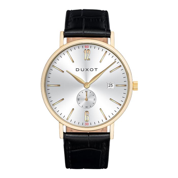 Jam Tangan Pria DUXOT DX-2030-01 Men Silver Dial Black Leather Strap Limited Edition