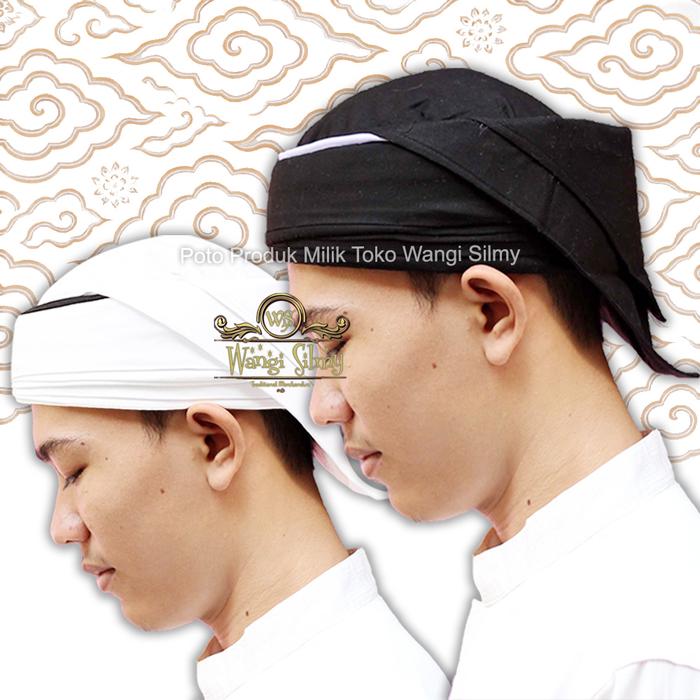 Blangkon Sunda Makuta Naga Putih Polos - Ikat Iket Totopong Sunda Makuta Naga Kombinasi Batik Baduy