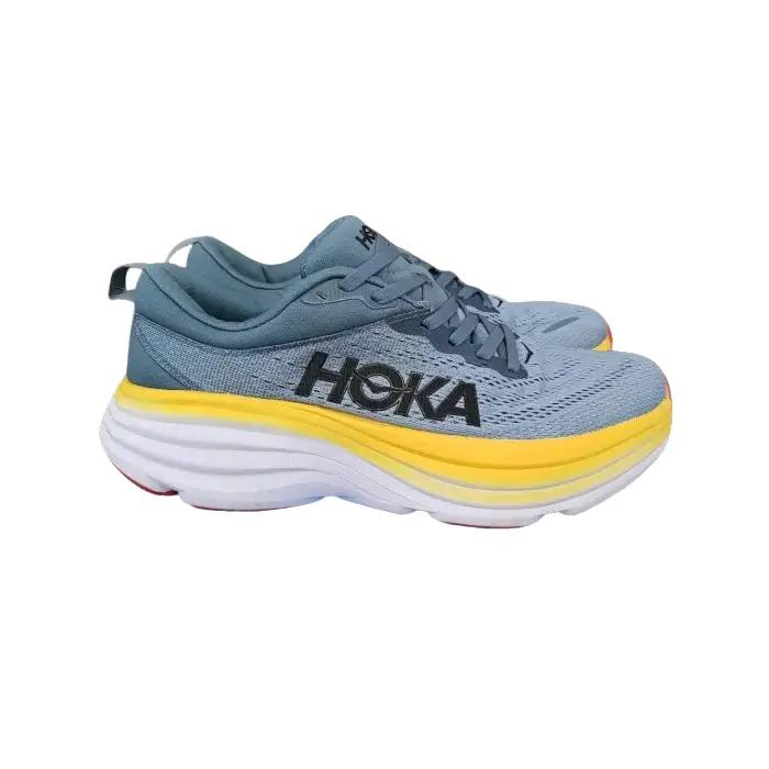 Sepatu Hoka Bondi8 Goblin Blue/ Mountain Spring - Grey Yellow, 40 - Casual Shoes Sneaker Wanita Pria