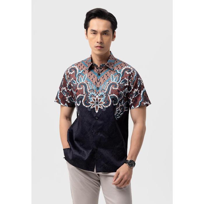 MANZONE - Kemeja Batik Lengan Pendek Bhadreswara Modern Fit - Black