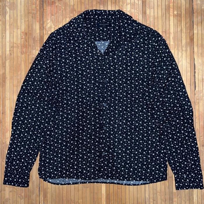 ALL SAINTS YIN AND YANG OPEN COLLAR VISCOSE SHIRT ysl maison margiela
