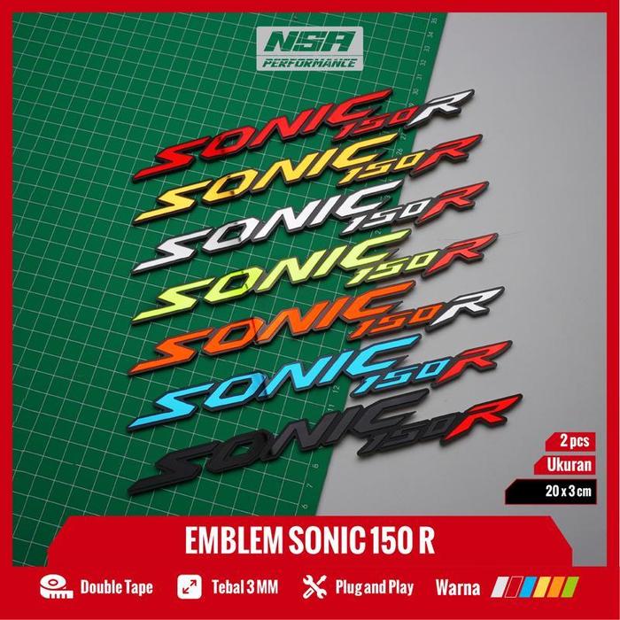 NSA 2PCS EMBLEM SONIC 150R LOGO SONIC 150R BUKAN STIKER SONIC TULISAN SONIC TIMBUL 3D AKSESOSIS SONI
