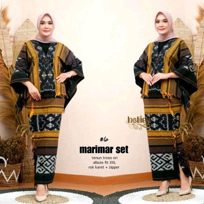 One Set Setelan Rok Batwing Tenun Troso Lavenia