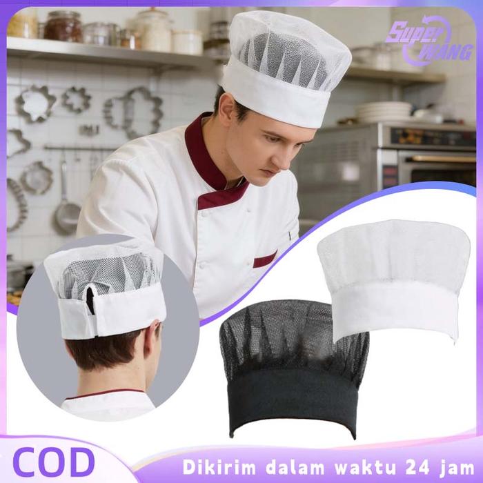 Topi Koki Chef Dewasa Topi Chef Koki Jaring Topi Masak Unisex Topi Kitchen Kitchen Hat