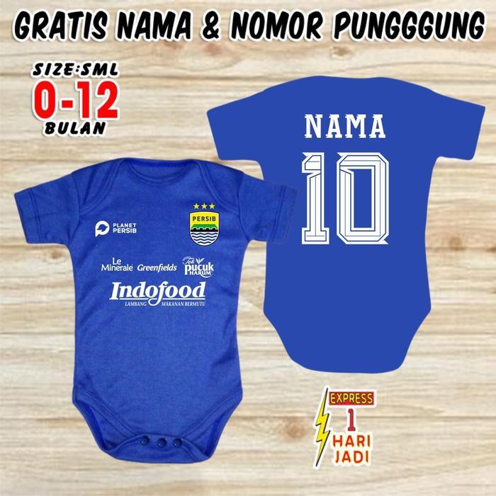 Baju Bola Bayi Persib Custom Nama & Nopung Pakaian Anak Balita Bobotoh Bandung Jumper Baby Romper Ne