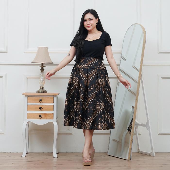 KERIS HITAM ROK 7/8 BAWAHAN WANITA ROK BATIK PANJANG 7/8 DEWASA BAHAN KATUN HALUS PREMIUM MODEL MAYU