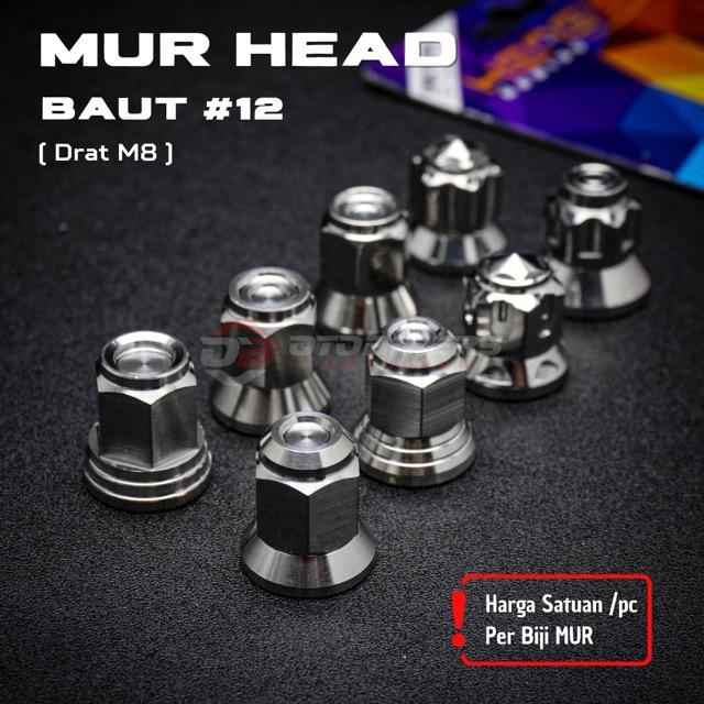 HENG - Mur Head 12 drat M8 topi kop stainless Original HENG Ninja Supra 125 Tiger Jupiter Mio dll