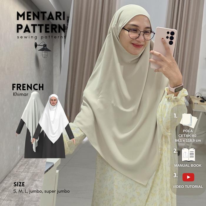 FRENCH KHIMAR POLA CETAK A0 (bebentuk pola cetak A0)