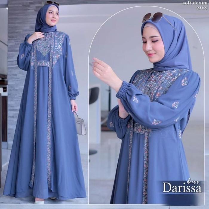 COD Gamis Bordir Wanita Terbaru 2022 Farhana Maxy Bahan Crinkle Aplikasi Bordir Ukuran Jumbo L XL XX