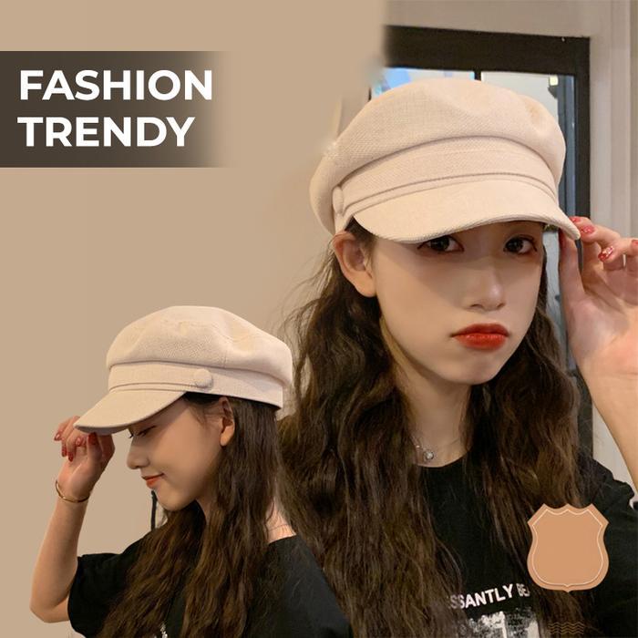 Topi Baret Hat Korea Pria Wanita Perempuan Dewasa Model Apolo Oktagonal Pelukis Outfit Gaya Retro Hi
