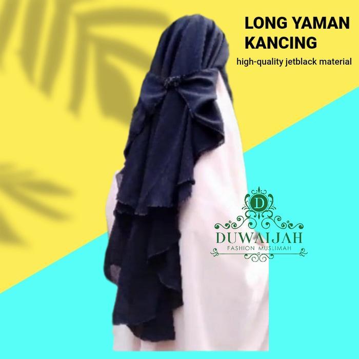 Niqab Yaman Kancing 2 Layer Jetblack