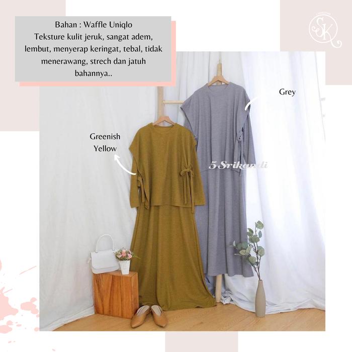 Dress Gamis Waffle Polos Muslim Kekinian Casual (Daifa Dress)