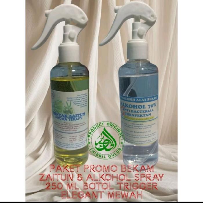 Paket Bekam !! Minyak Zaitun 250ML + Alkohol 250ML, Botol Spray Trigger Elegant