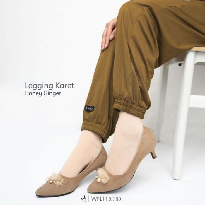 NEW!! Legging Karet Celamis Inner Gamis Hijab Polos Jumbo Adem by WNJ Wanoja Hitam Navy