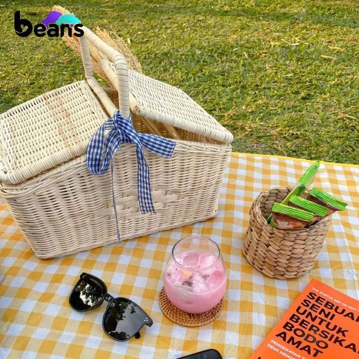 Beans Keranjang Piknik Rotan - Keranjang Estetik