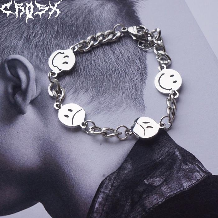 PATAK BRACELET / SMILE BRACELET SMILEY AND SAD BRACELET / SMILEY AND CRY BRACELET / GELANG RANTAI SI