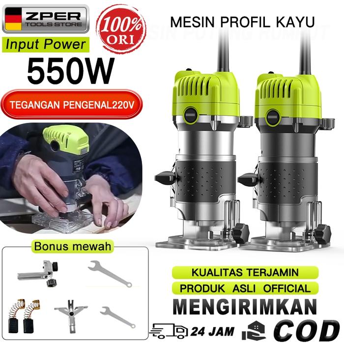 ZPER Mesin Profil Kayu alatpotong Router Trimmer Fullset Murah Wood Trimmer alat tukang kayu lengkap