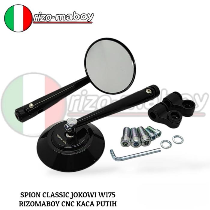 Terlaris Rizo-maboy Racing - Spion Bulat Classic CNC Rizo-maboy Spion Clasik Universal Kaca Putih Da