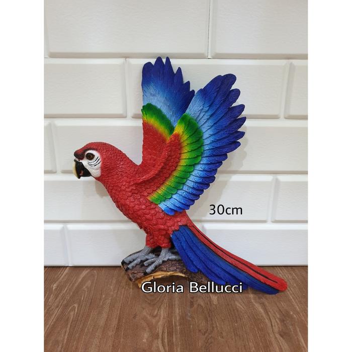 patung pajangan burung parrot macaw bayan starlet dinding parot