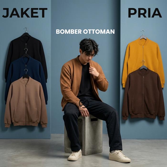 Jaket Pria Ottoman Premium Comfy Jacket Bomber Slim Fit Panjang Teteron Cotton Katun 60% Plyester 40