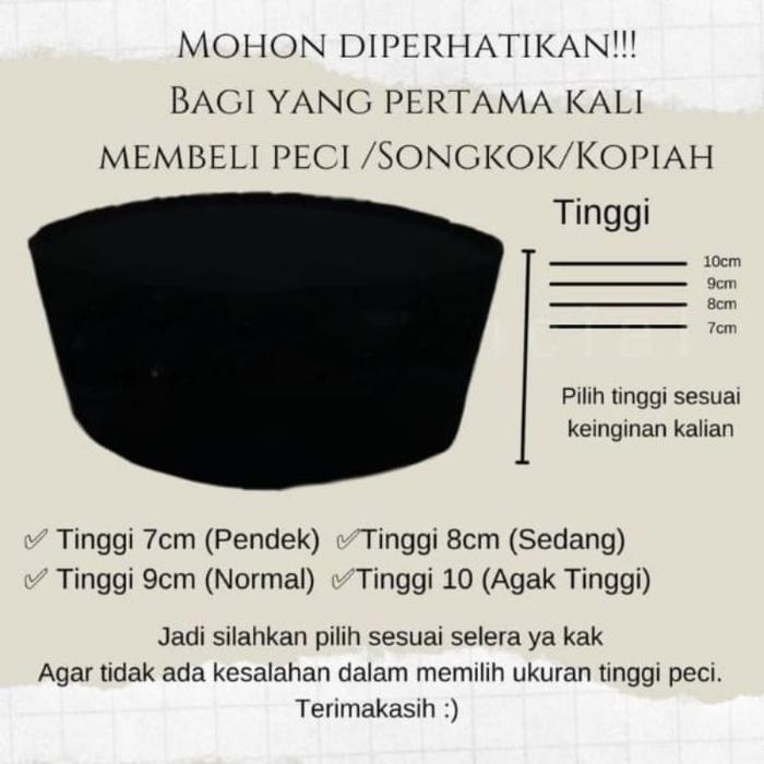 TINGGI 7-8-9-10 BELUDRU LASER PECI KOPIAH HITAM POLOS AC PECI PRIA SUPER PREMIUM ATASAN PRIA PECI PE