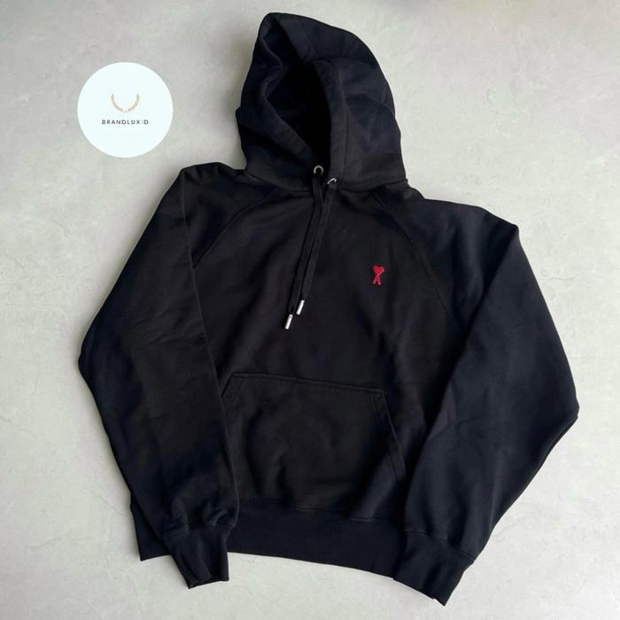 Ami paris logo sweatshirt hoodie in black