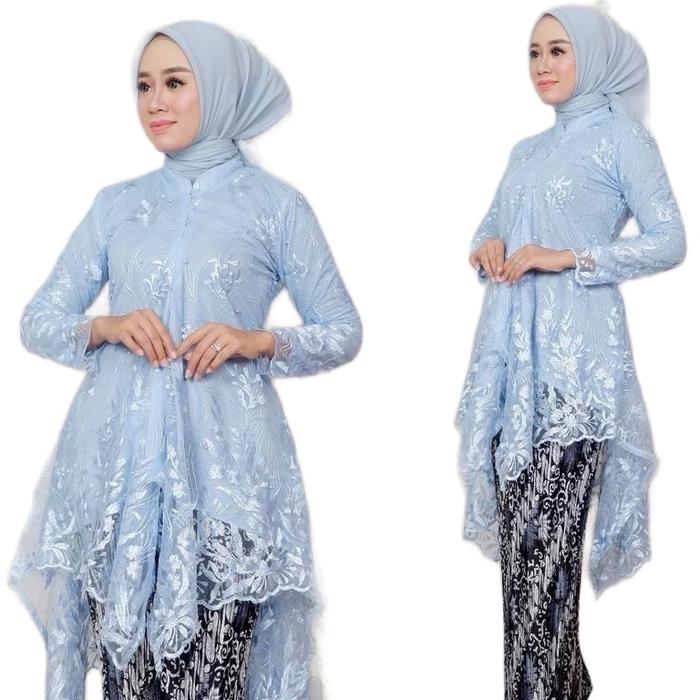 Hameedah - Set Kebaya Tunik Tille Busui Shanghai Baju Kondangan Wanita Kekinian Muslim Katun Atasan 