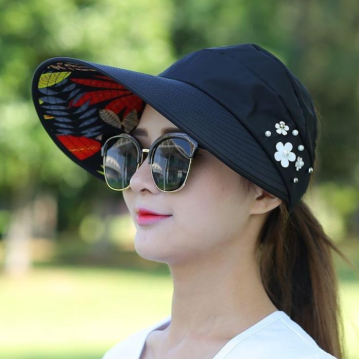 NewEra Topi Visor Lipat Wanita Casual Pelindung Anti UV Topi Visor Anti Sinar UV Topi Outdoor Pantai