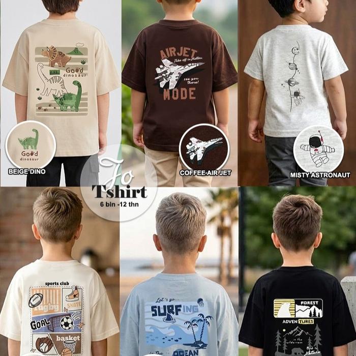 KZL121 KAZEL X ZEBE JO TSHIRT EDISI SABLON DEPAN BELAKANG/BAJU KAOS ANAK COWOK (1 PCS, UKURAN 6 BULA