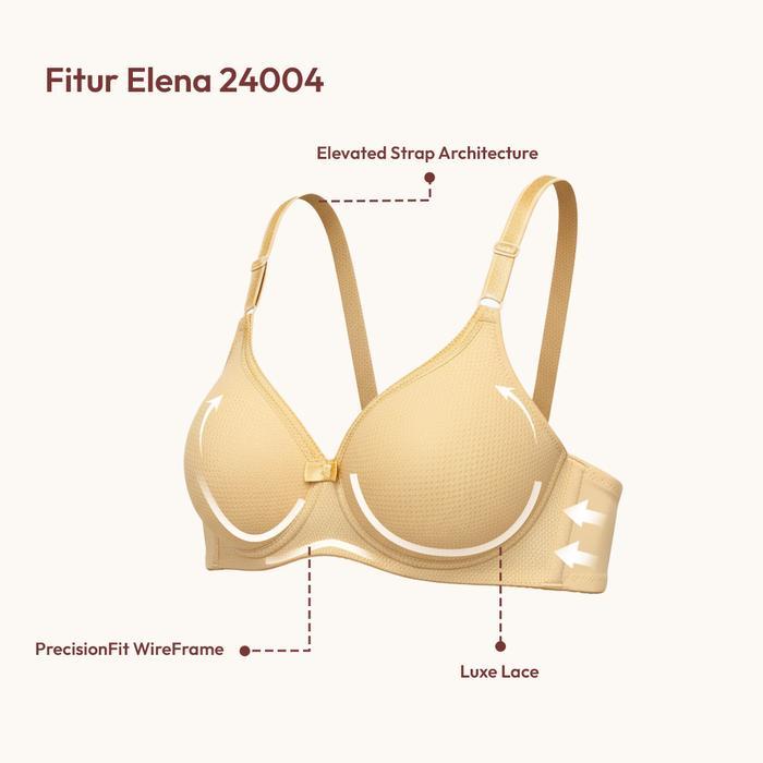 Elena Daily Bra Cup B Tanpa kawat Busa Tipis Kait 2 Cup Sedang 34B - 40B E 24004