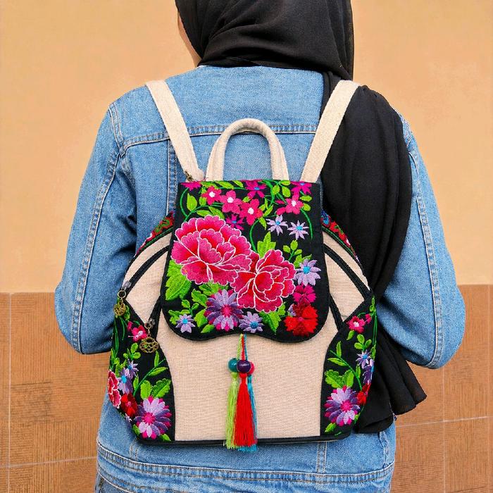 NARA BAG | Tas Ransel Bunga Bordir Thailand Wanita