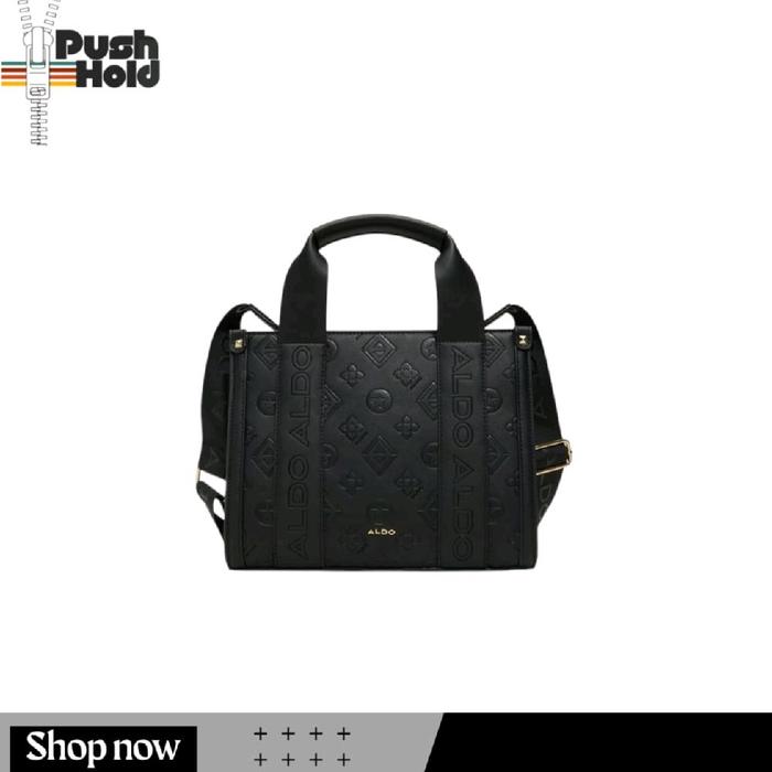 ALDO QIANWAN TOTE Tas Tangan Wanita Elegan dengan Desain Monogram Hitam - Black Combo