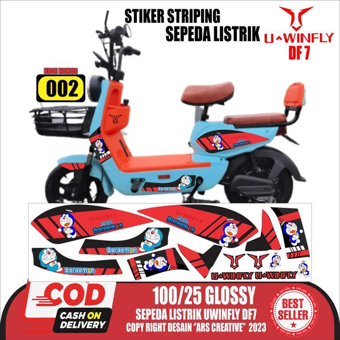 Stiker Striping Sepeda Listrik Uwinfly DF7 Variasi ARS001 Doraemon Doff/Glossy Semua Ready