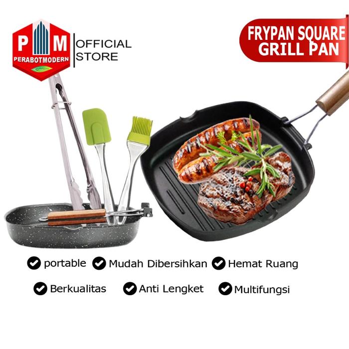 Pemanggang Square Grill Pan 20cm / Alat Panggang Grill Pan / wajan panggangan bakaran square grill