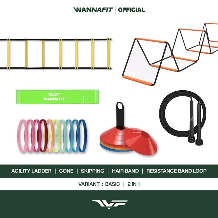 WANNAFIT Paket Agility | Speed Ladder Cone Mangkok Skipping Resistance Band | Alat Latihan Olahraga