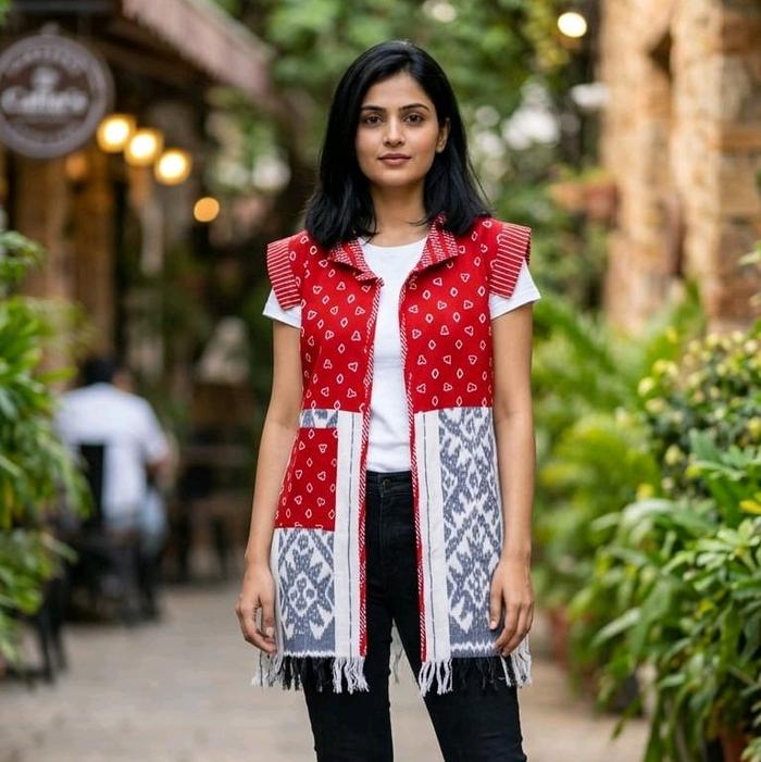 Outer Tunik Seli - Atasan Wanita Bahan Tenun Troso Mix Batik Cap