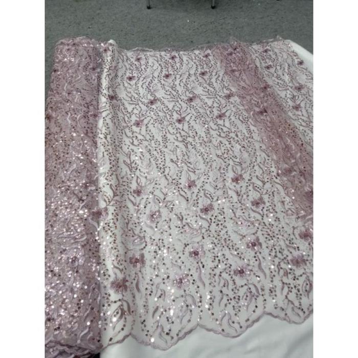 Ready- Bahan Kain Tile  Bordir Payet Squin Lace will
