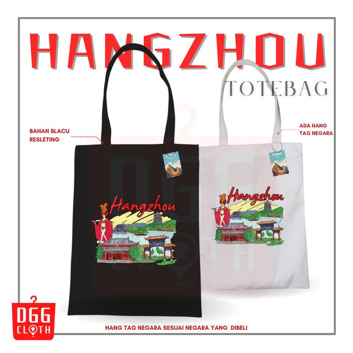 DGGClothing Totebag Souvenir Hangzhou Tas Kanvas Resleting Oleh Oleh China