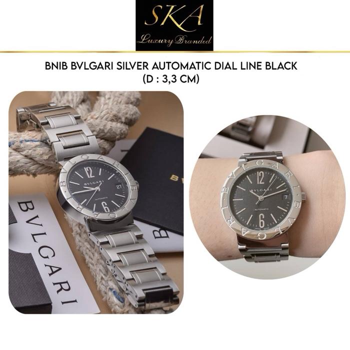 Bvlgari Watch Authentic Silver Automatic Dial Line Black 33mm
