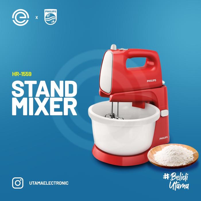 Philips Stand Mixer HR1559 Merah - 5 Kecepatan Turbo