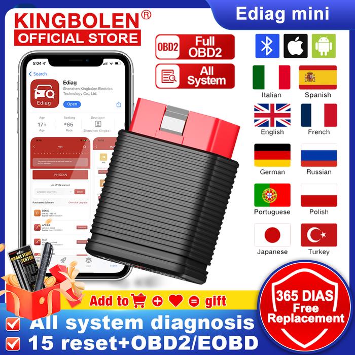 KINGBOLEN EDIAG MINI OBD2 Scanner Bluetooth,15 Resets Read/Clear
