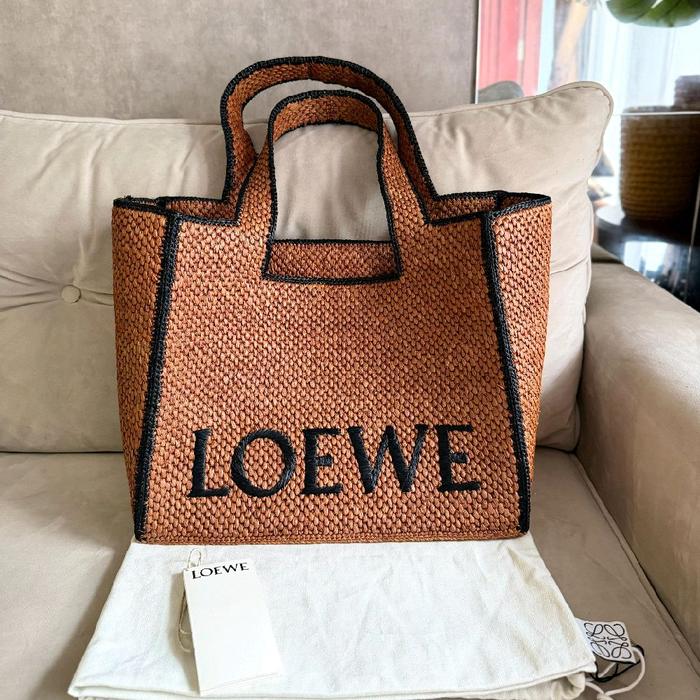 Loewe Raffia Font Tote Bag Large (Preloved)