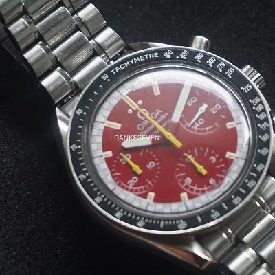 Omega Speedmaster Michael Schumacher Red Dial Jam Tangan Pria Automatic Chronograph 39mm Stainless S