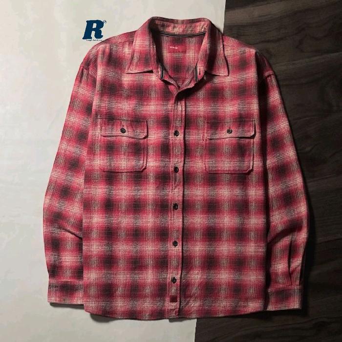Kemeja Lengan Panjang Heavy Flannel Shirt Veterano Double Pocket B. DESIGN Size XL fit XXL Unisex