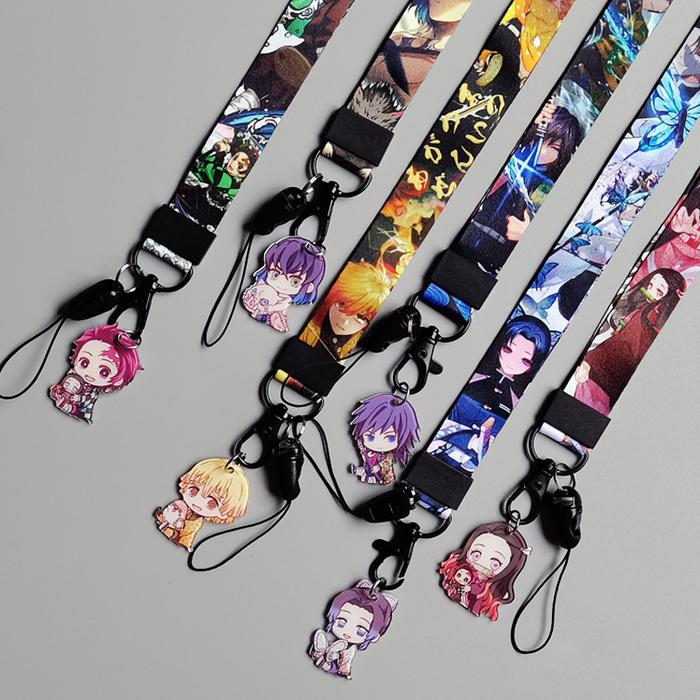 Demon Slayer Lanyard Keys Id Cell Phone Neck Strap Kamado Tanjiro Anime Action Figure Doll Kids Coll