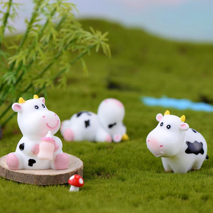 Sapi Lucu Berkebun Bonsai Dekorasi Lanskap Mikro Ornamen Lumut Kerajinan Resin